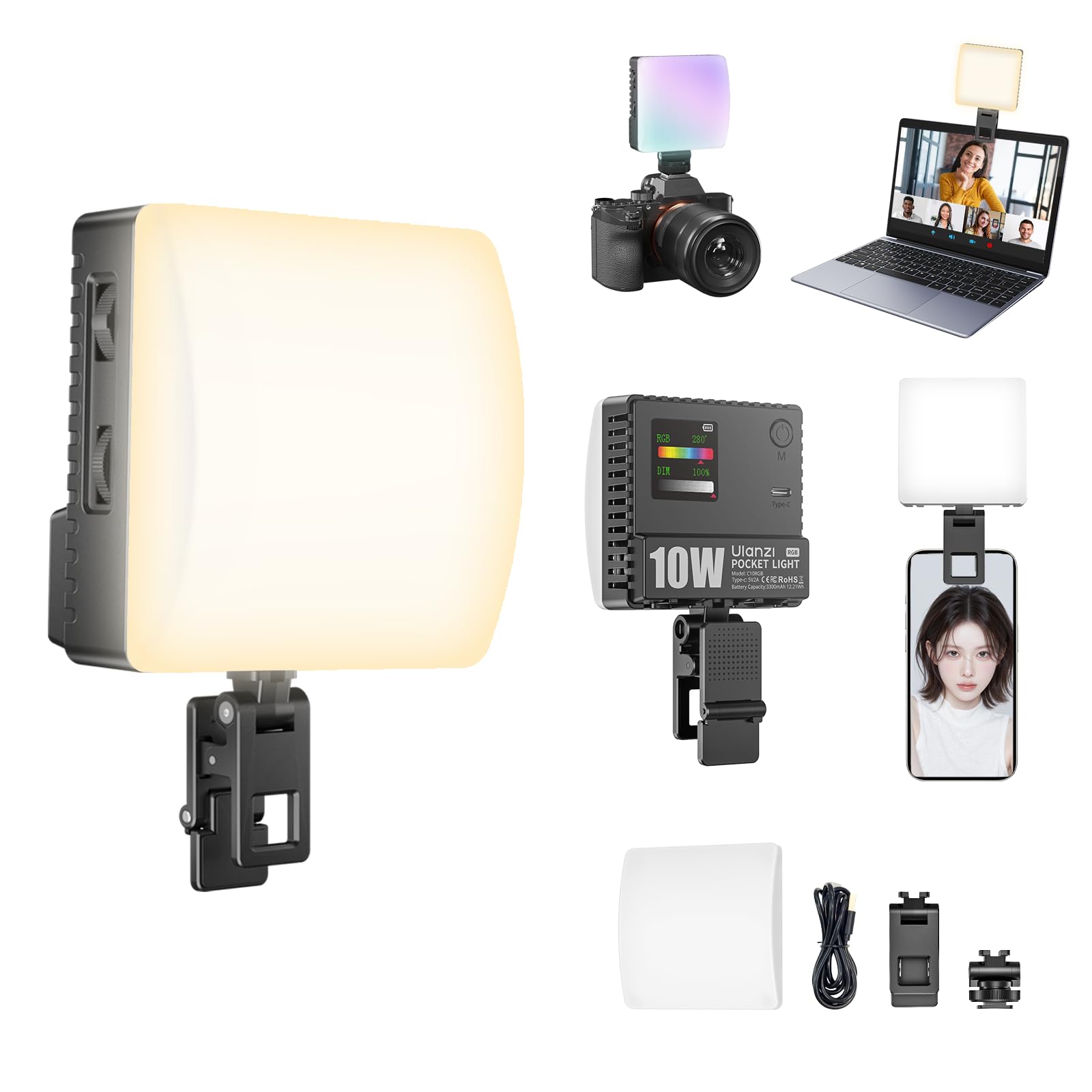 Amazon | Ulanzi C10 RGB撮影用ライト LED ビデオライト 小型 1800k